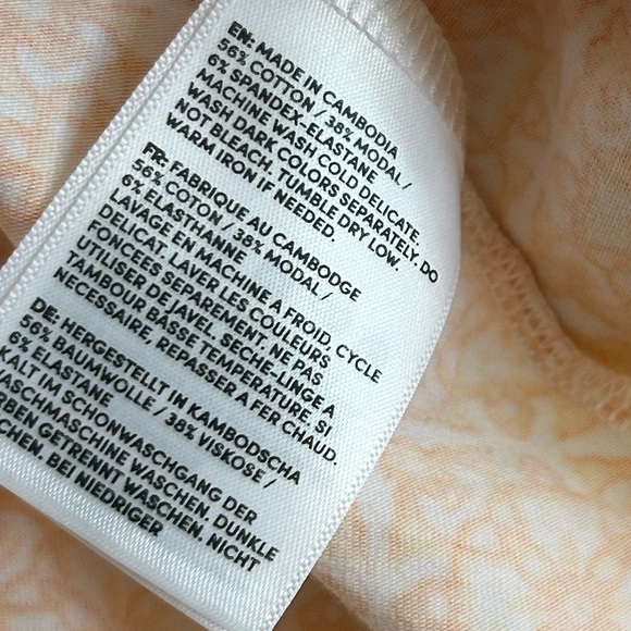 Lands' End Orange Yellow Lightweight Jersey Ruffle Peplum Top Sz XS - Picture 9 of 10